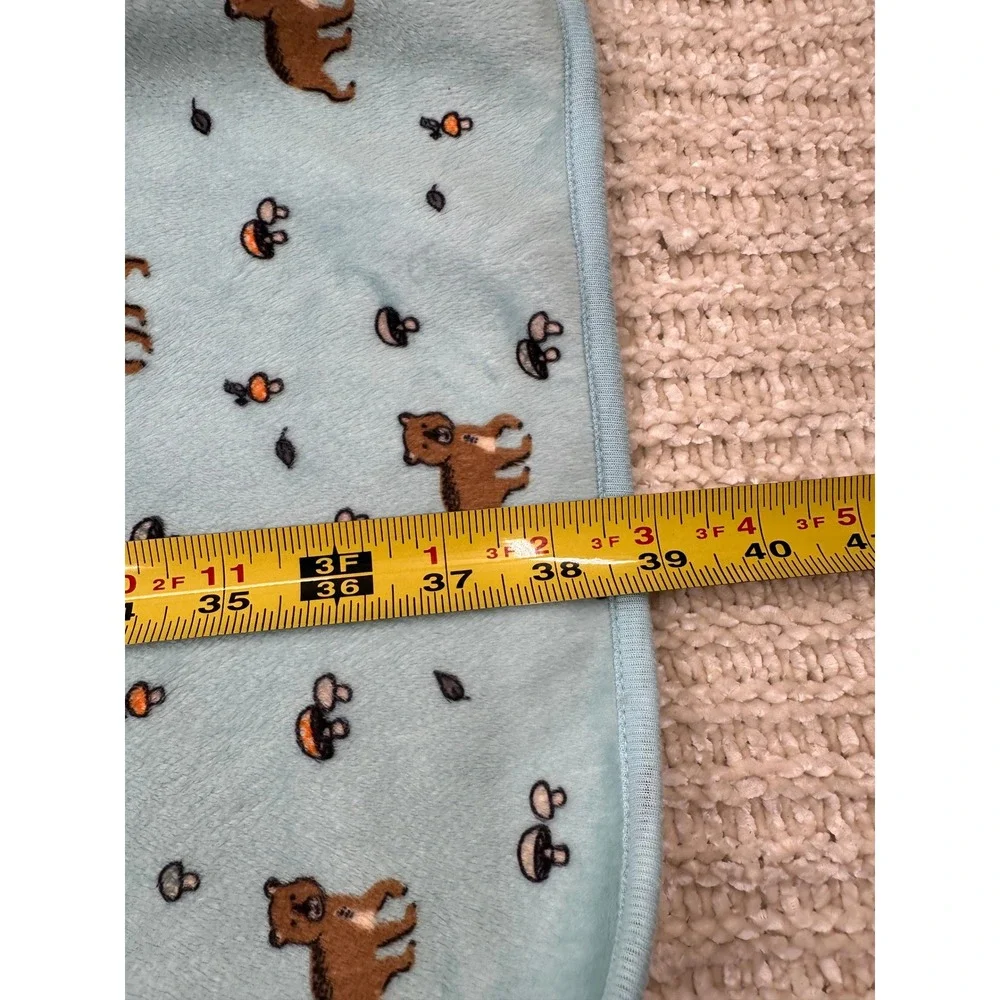 Bundles Baby‎ Place Blanket Bear Mushroom Blue Plush Sherpa Woodland Nursery